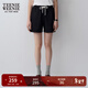 Teenie Weenie小熊女裝簡(jiǎn)約時(shí)尚夏季寬松復古運動(dòng)松緊高腰休閑短褲 黑色 155/XS