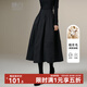 晚白【新品】黑色顯瘦a字半身裙冬款百搭顯瘦保暖羊毛大擺半裙 深灰色 L