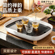 TYZAYR日本茶盤(pán)家用輕奢現代小型儲水茶臺功夫茶具簡(jiǎn)約干泡臺瀝水盤(pán) 長(cháng)形-白咖色日式茶盤(pán)(推薦5-7人）