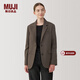 MUJI女式 起毛 西裝領(lǐng)夾克 女外套冬季款 女裝 休閑 小西服BD0ZDC4A 棕色圖案 XL 165/92A