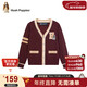 暇步士（Hush Puppies）童裝男童開(kāi)衫線(xiàn)衣大童V領(lǐng)兒童長(cháng)袖外套毛衣 波爾多紅   160   