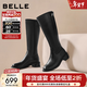 百麗（Belle）質(zhì)感百搭騎士靴女冬季新款商場(chǎng)同款粗跟增高高長(cháng)靴E6B1DDG5 黑色 35