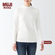 MUJI MUJI 女式 彈力羅紋編織 高領(lǐng)長(cháng)袖T恤 BBM30A2A 米白色 L
