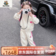 Burwilde國際品牌韓國女童休閑運動(dòng)套裝春秋2025新款韓版小童網(wǎng)紅女寶寶春 米杏色（禮盒裝） 100 cm