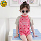 G.duck小黃鴨兒童泳衣女夏季女童游泳衣連體訓練服海邊旅游寶寶沙灘服裝 波點(diǎn)款粉色+泳帽 110 尺碼3-4歲【100-110cm】