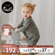 nest designs嬰兒連體衣包屁衣竹纖維長(cháng)袖新生兒寶寶衣服家居服睡衣春裝 炭筆灰-長(cháng)袖直襟款 90cm （建議身高80-92cm）