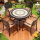語(yǔ)森憶戶(hù)外庭院桌椅鑄鋁瓷磚圓桌別墅院子大理室外防水防曬休閑組合 [單桌]80cm吉祥瓷磚圓桌