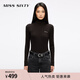 MISS SIXTY2025秋季新款羊毛羊絨針織衫女高領(lǐng)緊身長(cháng)袖簡(jiǎn)約刺繡 烏木棕 S