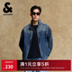 杰克·瓊斯（JACK&JONES）25年男裝秋季牛仔外套男潮流立領(lǐng)寬松休閑上衣藍色拉鏈復古夾克 E39中藍牛仔 常規 M （175）
