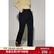 獨束大碼女裝休閑百搭直筒抓絨牛仔褲女冬裝新品微胖mm高腰顯瘦長(cháng)褲 牛仔黑 2XL