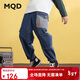 馬騎頓（MQD）男童秋季新品學(xué)院風(fēng)休閑百搭水洗錐形褲牛仔褲 中牛仔藍 150