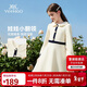英氏（YEEHOO）女童連衣裙兒童裙子中大童裝娃娃領(lǐng)長(cháng)裙學(xué)院風(fēng)淑女春裝 米白 140