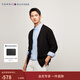 Tommy Hilfiger【通勤開(kāi)衫】秋冬季男女情侶商務(wù)休閑慵懶風(fēng)紐扣V領(lǐng)針織外套毛衣 【鑲邊針織開(kāi)衫】-  黑色BDS M （推薦：135-150斤）