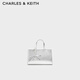 CHARLES&KEITH26春新品情人節系列蕾絲包掛托特包生日禮物CK2-30782880-A Silver銀色 S