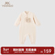 英氏（YEEHOO）【商場(chǎng)同款】嬰兒哈衣睡衣男女寶寶長(cháng)袖連體衣家居服 春秋 萌熊杏【翻領(lǐng)款】 73cm