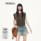 MO&Co.無(wú)袖T恤2025秋新品力量寬肩寬松直身H型字母刺繡MBE3TEET16 橄欖綠色 L /170