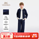 英氏（YEEHOO）男童套裝兒童衣服春季外套褲子兩件套男孩運動(dòng)套裝休閑中大童裝 時(shí)尚運動(dòng)套裝-深藍 【排汗透氣】 165