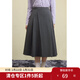 獨束大碼女裝簡(jiǎn)約知性半身裙女2024冬裝新款高腰顯瘦遮胯A字裙子 巖灰 L (尺碼：2) (尺碼：2)