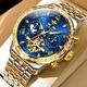 歐品客正品牌勞力瑞士手表男士全自動(dòng)機械表防水夜光商務(wù)滿(mǎn)天星鑲鉆男表 間金藍面-鑲鉆【珍藏版】