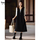塔馳密司（touchmiss）洋氣假兩件黑色連衣裙女2025年秋季新款寬松長(cháng)裙歐貨大碼裙子 黑色長(cháng)袖 L 【130-150斤】