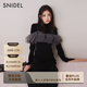 SNIDEL秋冬薄紗吊帶半高領(lǐng)針織連衣裙兩件套SWNO245065 黑色 均碼 （F）