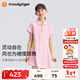 moodytiger女童連衣裙涼感速干夏季兒童裙子防走光吸濕排汗短袖polo運動(dòng)裙 粉鉆色 140 cm