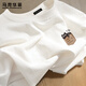 馬克華菲純棉短袖T恤男士春夏季貓咪印花多巴胺百搭五分袖體恤 白色 L