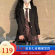 蘿美醬jk制服西裝外套春秋季原創(chuàng  )款學(xué)院風(fēng)校供感小個(gè)子短外衣女開(kāi)衫JK 二?？酆谏餮b 【建議拍大一碼】 M