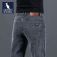 袋鼠（DAISHU）新款牛仔褲男士修身直筒男褲冬裝高端潮流百搭秋冬季加絨加厚褲子 H206煙灰色 【常規款】 2XL -32/腰圍2尺5建議125-145斤