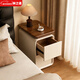 林之語(yǔ)實(shí)木極窄床頭柜小型超窄25cm30公分床邊窄夾縫收納柜子床頭置物架 【熱賣(mài)主圖款】胡桃色臺面-米白色-孕嬰級標準 25x40x50cm（雙抽）