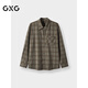 GXG男裝 高級感慵懶松弛格子襯衫長(cháng)袖男 格紋 180/XL
