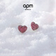 APM Monaco[新品]愛(ài)心耳釘紫紅色密鑲心形耳飾耳環(huán)簡(jiǎn)約經(jīng)典生日禮物新年禮物 銀色