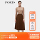 PORTS寶姿女裝秋季新款簡(jiǎn)約優(yōu)雅中長(cháng)款百褶裙ALD9S003QWQ 硬木色 XS (2)