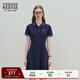 Teenie Weenie小熊休閑通勤氣質(zhì)收腰Polo白色連衣裙夏裝連身裙女裝裙子 藏青色 S (160)