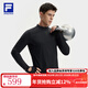 斐樂(lè )官方男子針織長(cháng)袖上衣冬新款健身運動(dòng)半拉鏈基礎長(cháng)T 深黑-BK L 175/96A/L