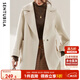 尚都比拉100%羊毛西裝領(lǐng)毛呢大衣女冬季可拆卸腰帶小個(gè)子通勤風(fēng)雙面呢外套
