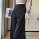 妹丫2026春季西裝闊腿褲女新款直筒拖地休閑小個(gè)子窄版高腰垂感西裝褲 黑色常規 M