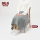MUJI 羊毛編織 能護膝的大號披肩 圍巾圍脖冬季保暖 中灰色 60×180cm