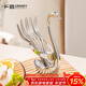廣意不銹鋼水果叉點(diǎn)心蛋糕月餅叉甜品叉創(chuàng  )意天鵝座+小叉子5支裝GY7557