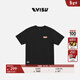 EVISU福神男女同款流行休閑時(shí)尚運動(dòng)商標短袖T恤 黑色 S 【寬松效果需拍大1-2個(gè)尺碼】