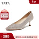 他她（TATA）酒杯鞋婚鞋新娘鞋伴娘鞋宴會(huì )高跟鞋女鞋細跟配裙子單鞋新 粉色（5.5cm）-流光款 37