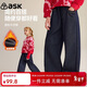 ASK JUNIOR兒童褲子25冬中大童柔軟親膚加絨保暖牛仔褲女童寬松直筒褲長(cháng)褲