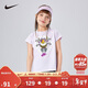 NIKE 耐克童裝女童短袖t恤2025夏季新款卡通印花兒童短t上衣