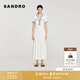 SANDRO春夏女裝法式簡(jiǎn)約氣質(zhì)白色撞色鏤空長(cháng)款針織連衣裙 10/白色 S
