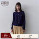 Teenie Weenie小熊女裝春季輕薄氣質(zhì)修身毛針織開(kāi)衫短款基礎款外套 藏青色 S (160)