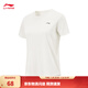 李寧短袖T恤女子夏季健身系列速干舒適休閑運動(dòng)上衣 乳白色-2 M