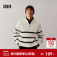 森馬（Semir）森柔|毛衫男冬季含羊毛針織衫老錢(qián)風(fēng)拉鏈半開(kāi)襟毛衣情侶內搭 白黑色調00319 S