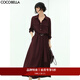 COCOBELLA[安可拉紅]氣質(zhì)法式連衣裙女春肌理褶皺長(cháng)袖襯衫裙FR106 酒紅色 XL