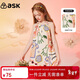 ASK JUNIOR女童連衣裙夏中大童童趣涂鴉滿(mǎn)印休閑吊帶公主裙 花色 160 