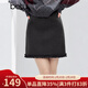 百圖（betu）女裝2025年冬季新款半身裙高級感A字裙木耳邊設計裙子短裙2510T71 深灰 S